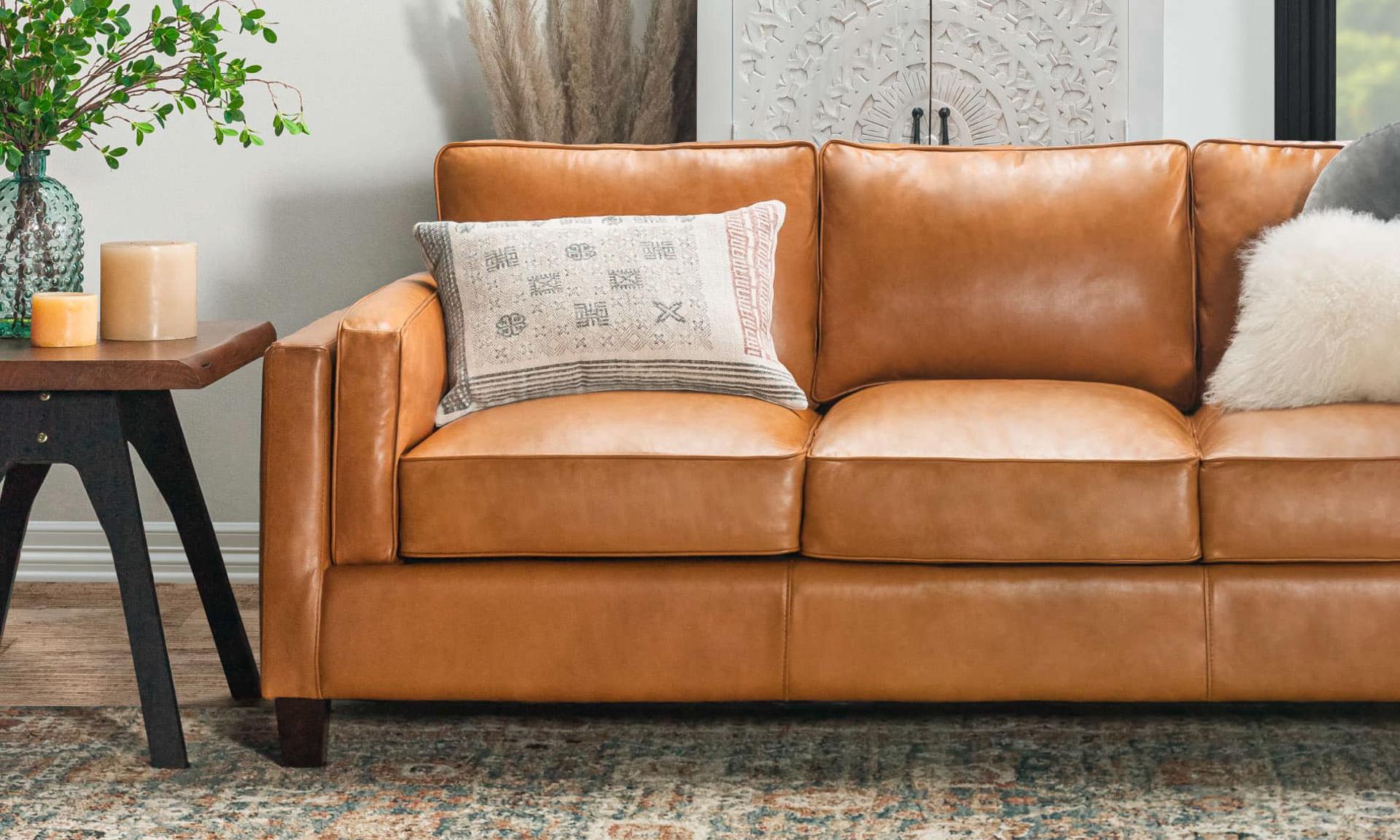 Rocky Mountain Leather sofa made of top-grain leather.
